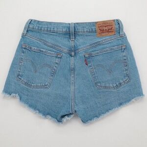 Levis 501 Womens Sz 27 High Rise Denim Shorts Light Wash Blue Cut Off Frayed Hem